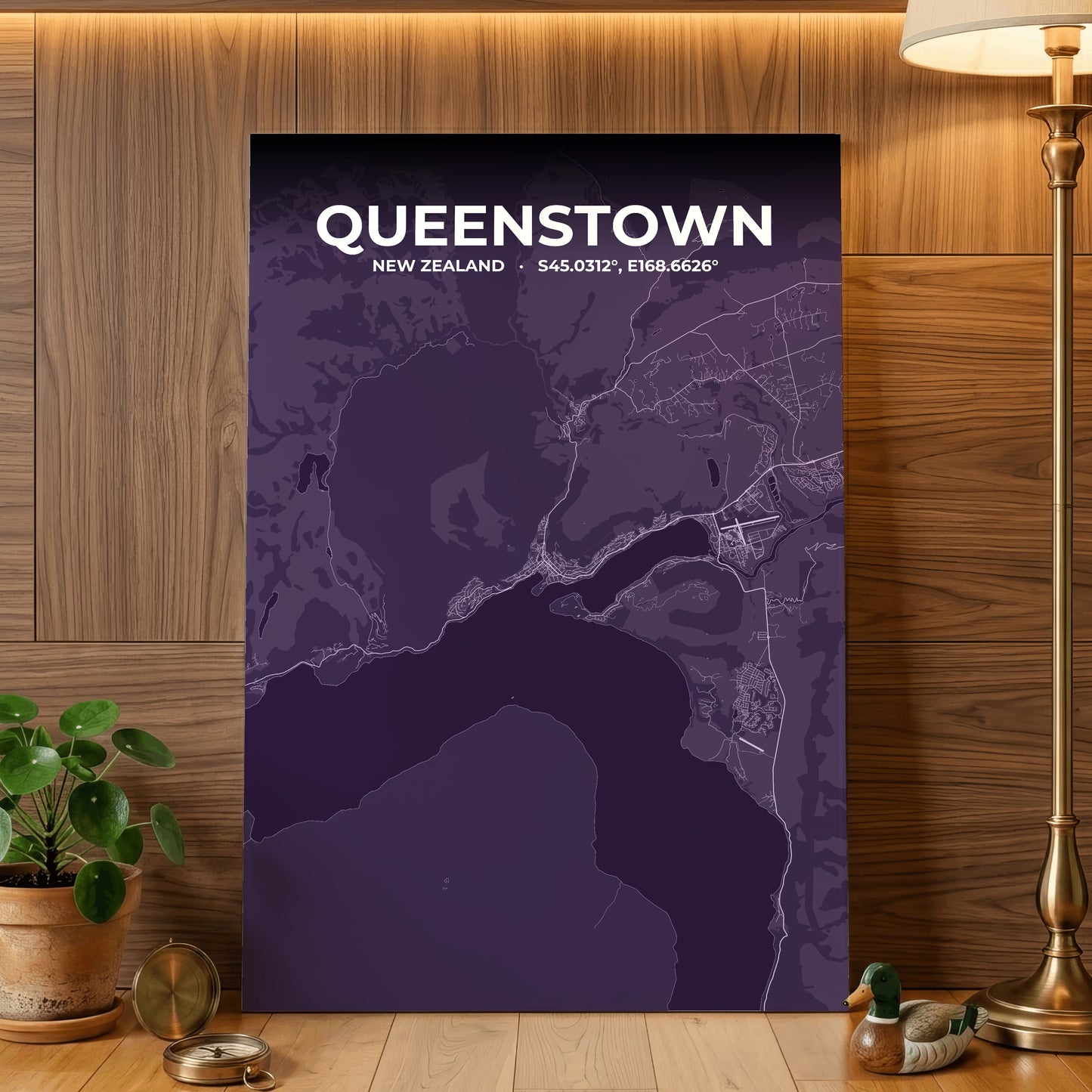 Queenstown Dusk Map Poster