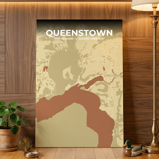 Queenstown Ember Map Poster