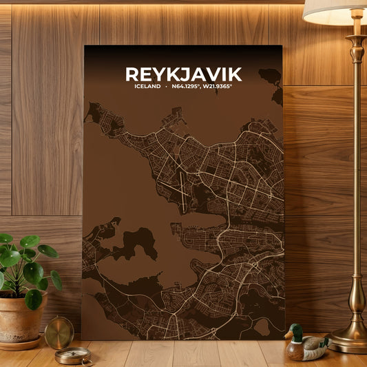 Reykjavik Plum Map Poster