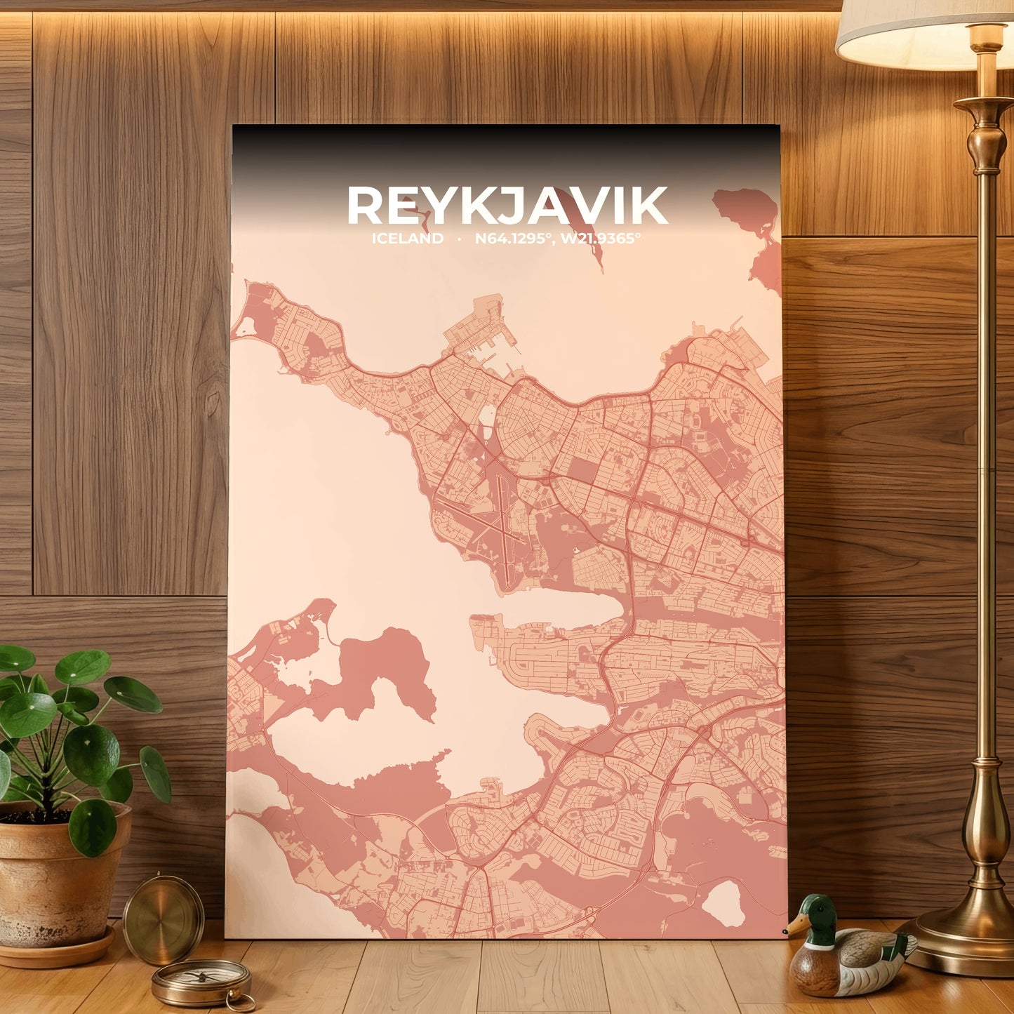 Reykjavik Blush Map Poster