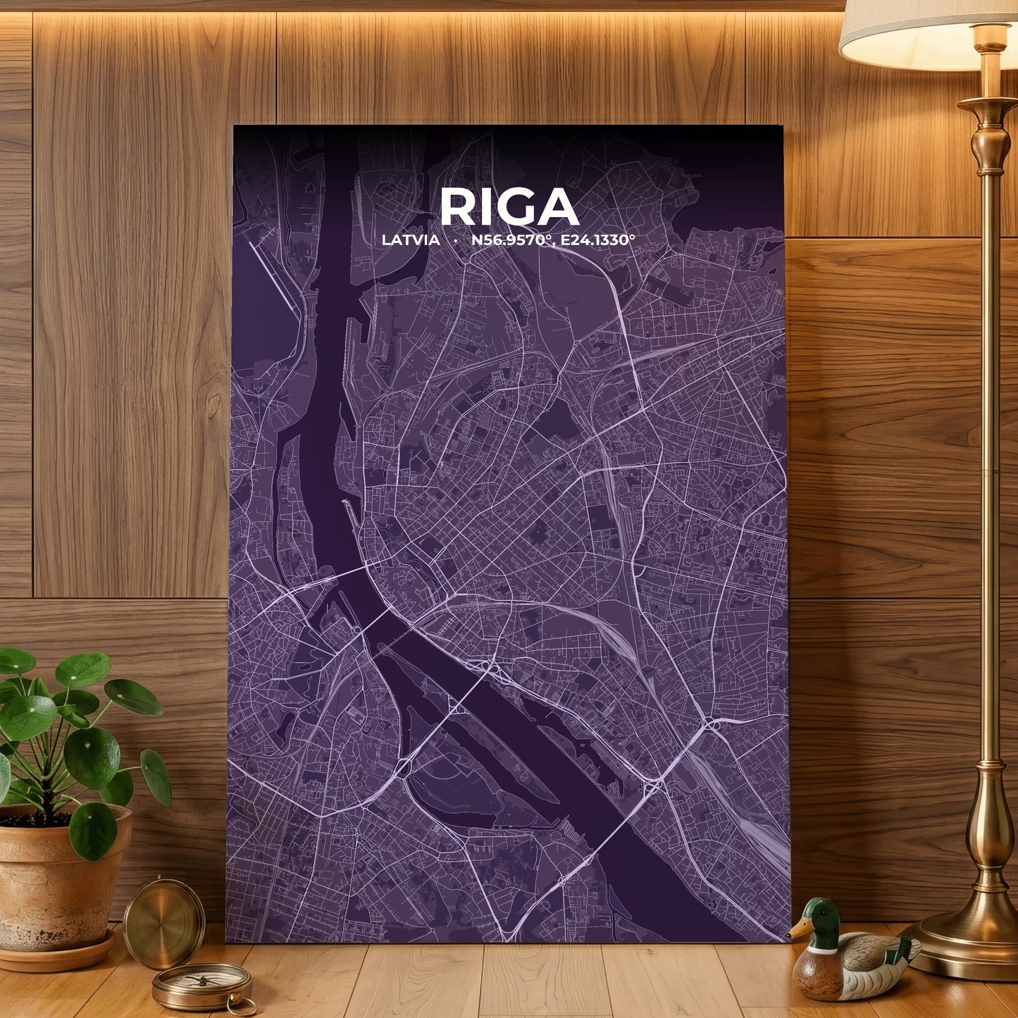 Riga Dusk Map Poster