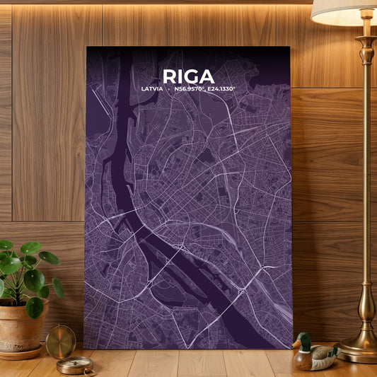 Riga Dusk Map Poster