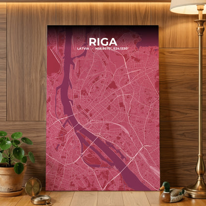 Riga Scarlet Map Poster