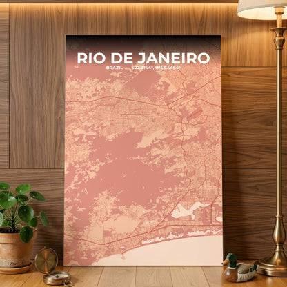 Rio de Janeiro Blush Map Poster