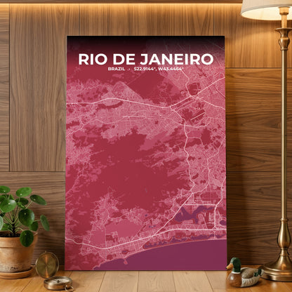 Rio de Janeiro Scarlet Map Poster