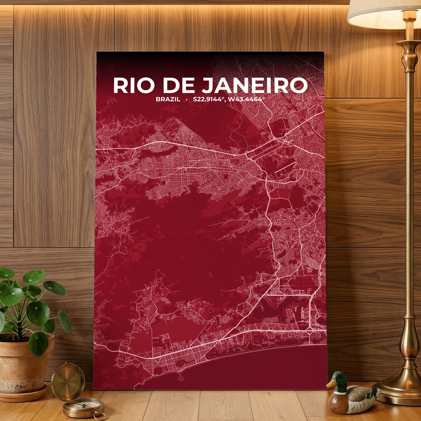 Rio de Janeiro Garnet Map Poster