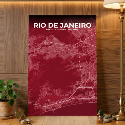 Rio de Janeiro Garnet Map Poster
