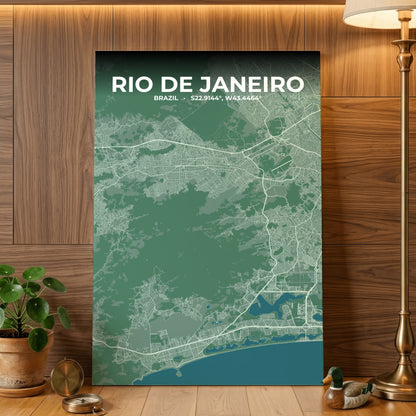 Rio de Janeiro Mist Map Poster