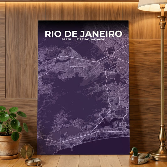 Rio de Janeiro Dusk Map Poster