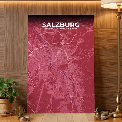 Salzburg Scarlet Map Poster