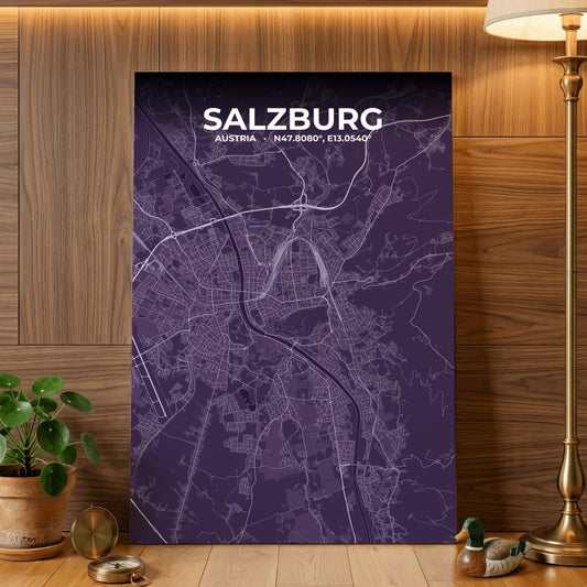 Salzburg Dusk Map Poster