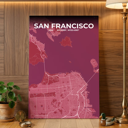 San Francisco Scarlet Map Poster