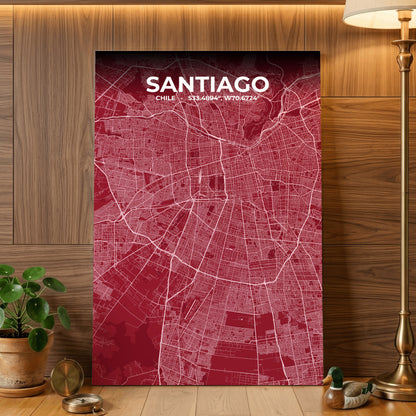 Santiago Garnet Map Poster