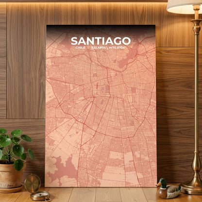 Santiago Blush Map Poster
