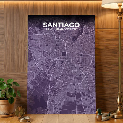Santiago Dusk Map Poster