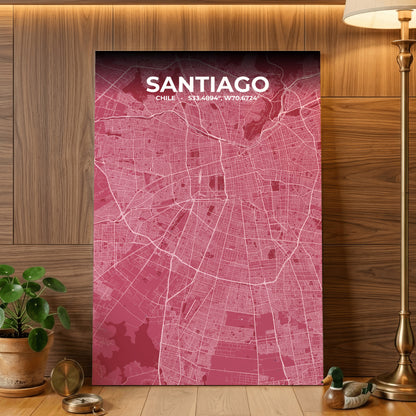 Santiago Scarlet Map Poster