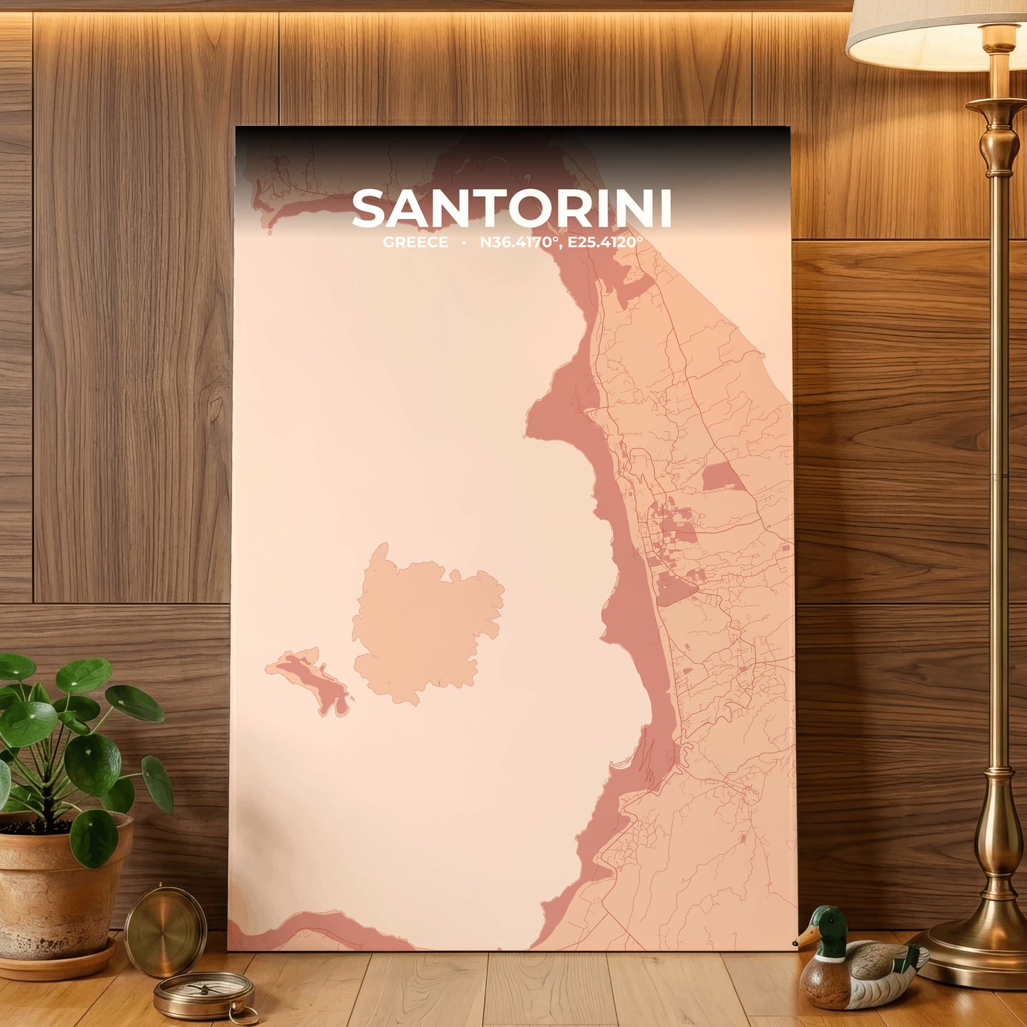 Santorini Blush Map Poster