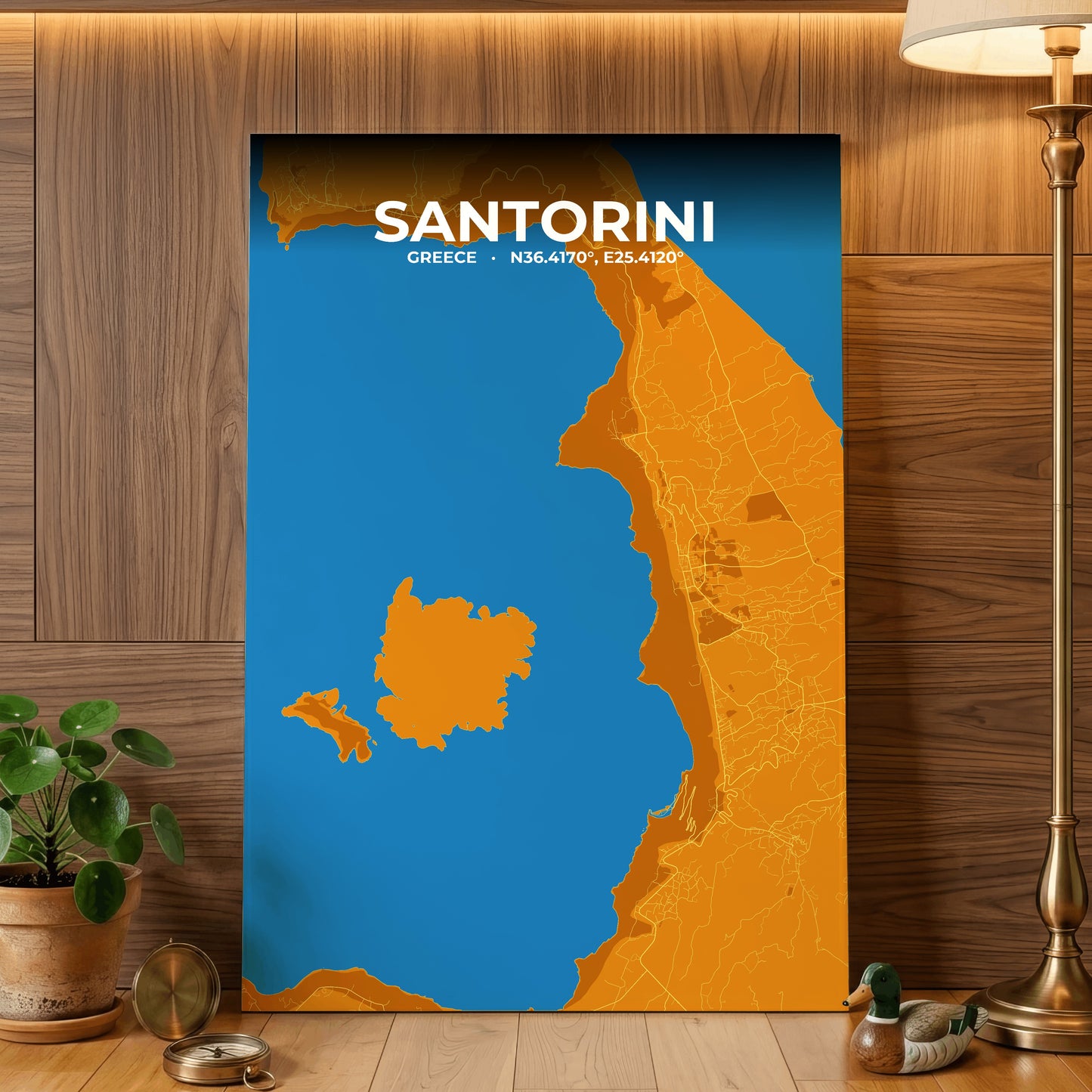 Santorini Scorch Map Poster