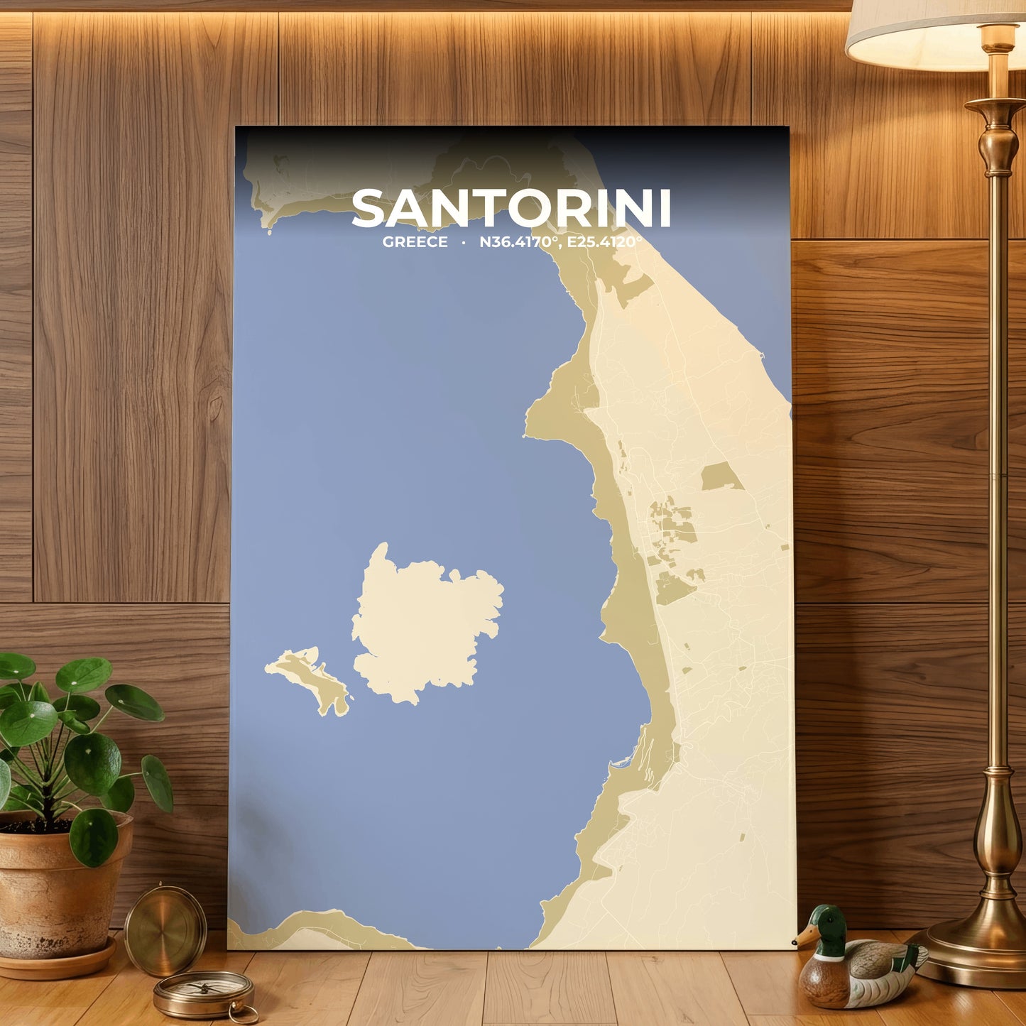 Santorini Barn Map Poster