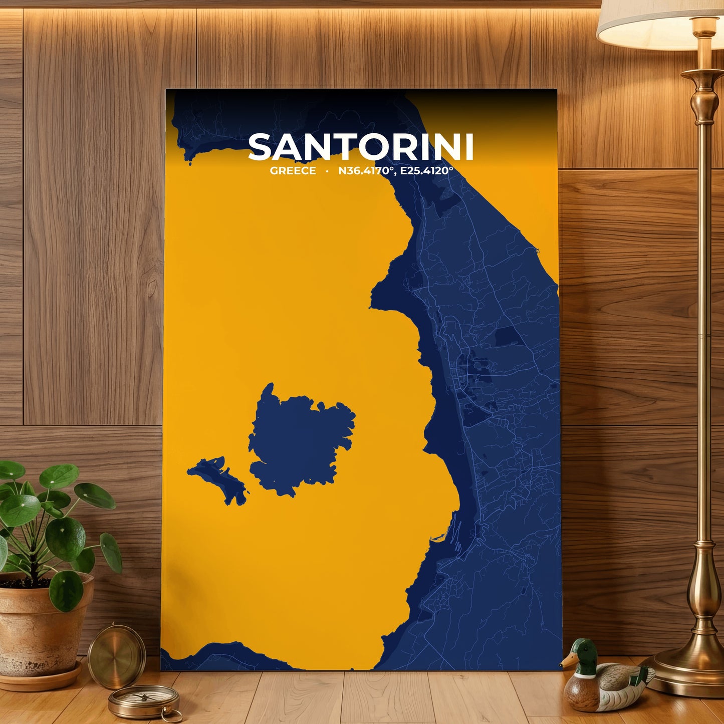 Santorini Ink Map Poster
