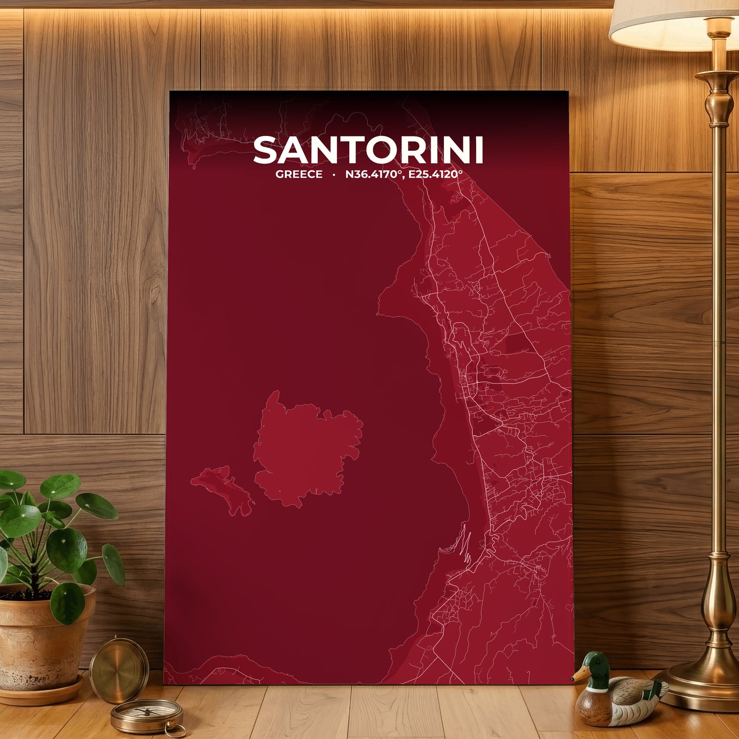 Santorini Garnet Map Poster