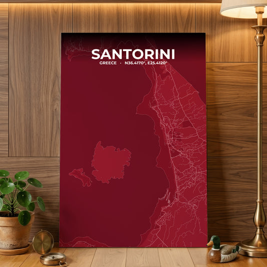 Santorini Garnet Map Poster