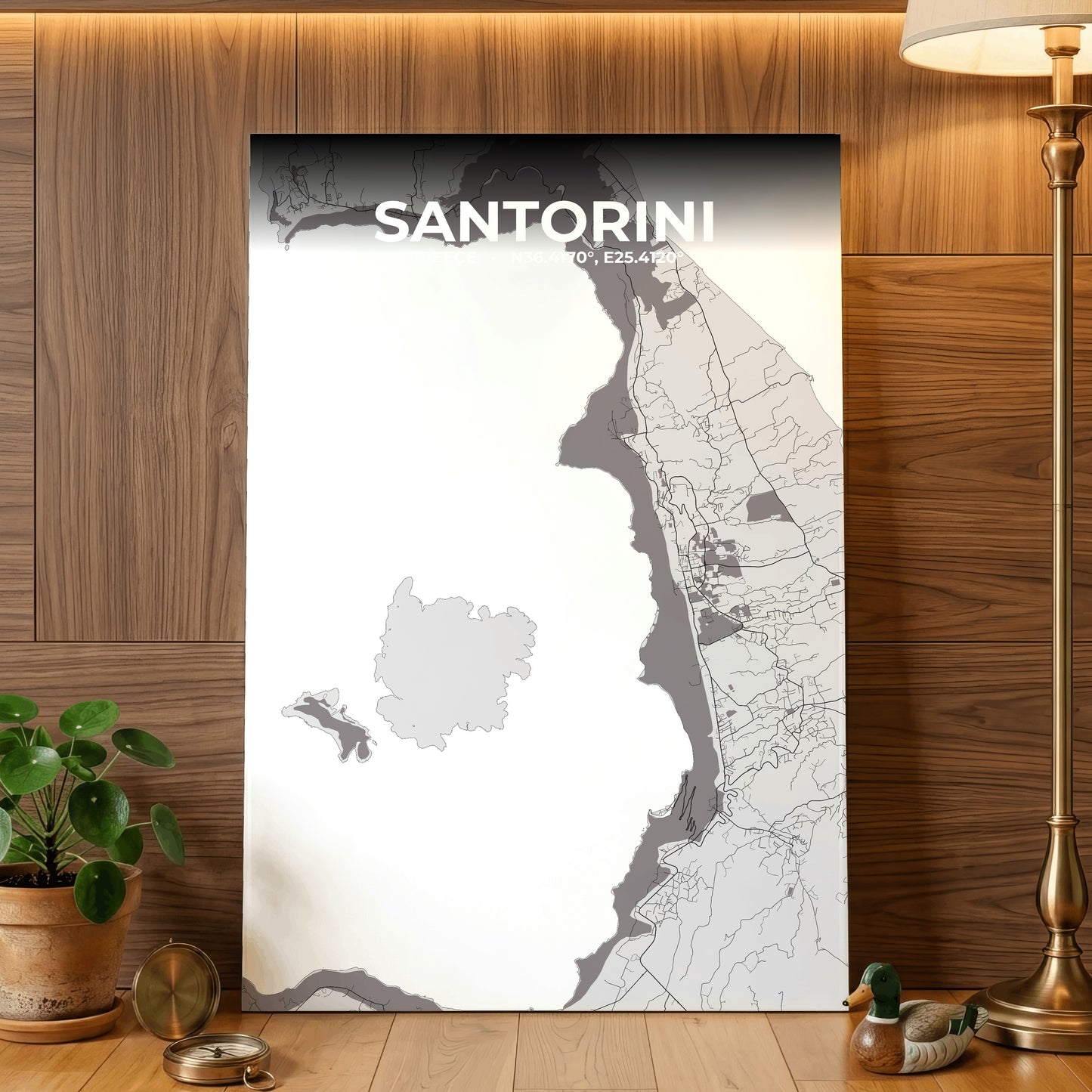 Santorini Ash Map Poster