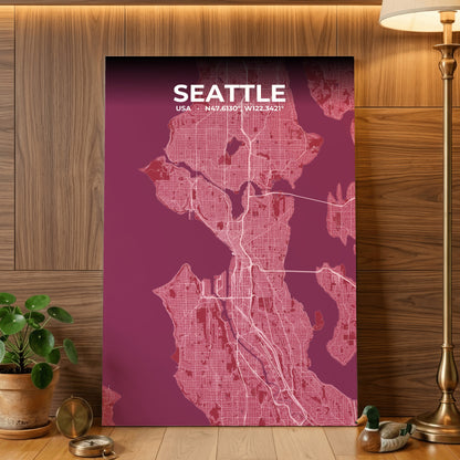 Seattle Scarlet Map Poster