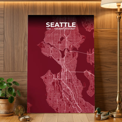 Seattle Garnet Map Poster