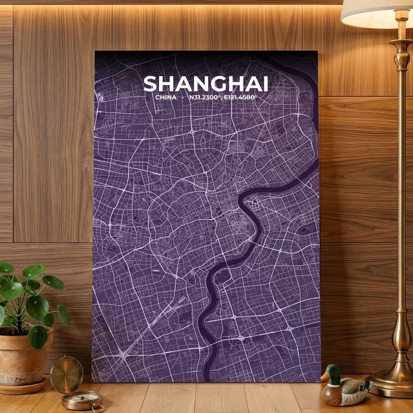 Shanghai Dusk Map Poster
