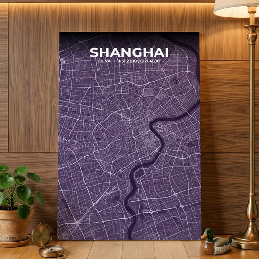 Shanghai Dusk Map Poster
