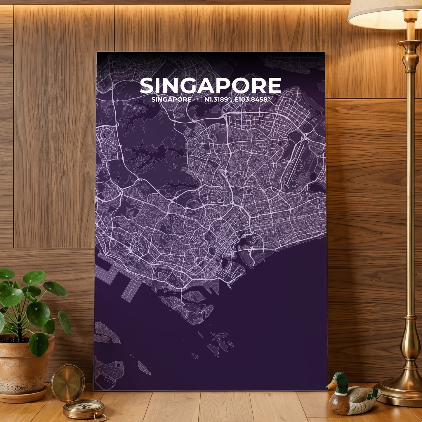 Singapore Dusk Map Poster