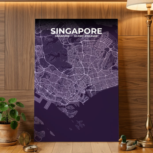 Singapore Dusk Map Poster