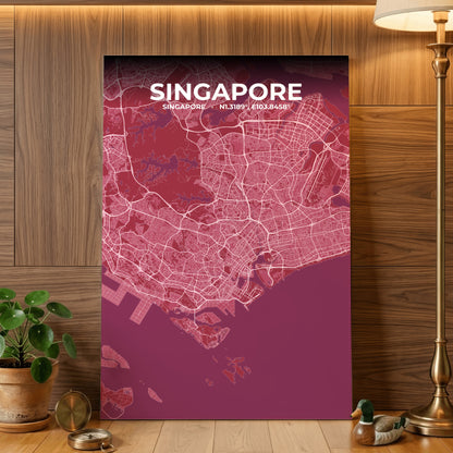 Singapore Scarlet Map Poster