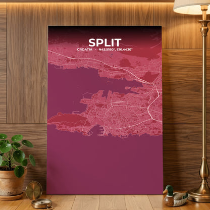 Split Scarlet Map Poster
