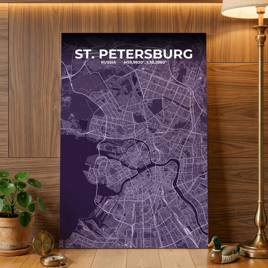 St. Petersburg Dusk Map Poster