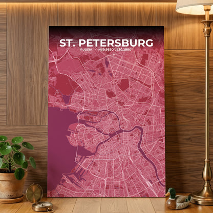 St. Petersburg Scarlet Map Poster