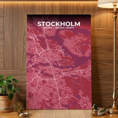 Stockholm Scarlet Map Poster