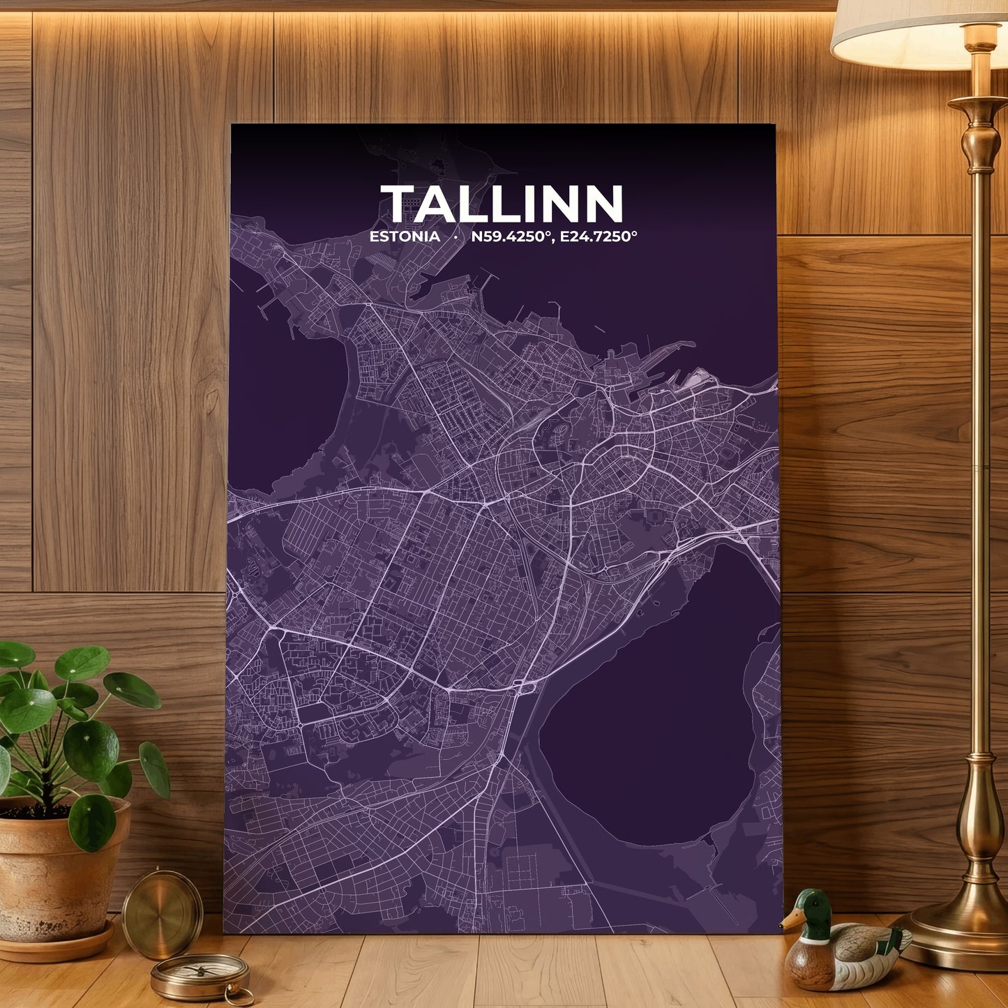 Tallinn Dusk Map Poster