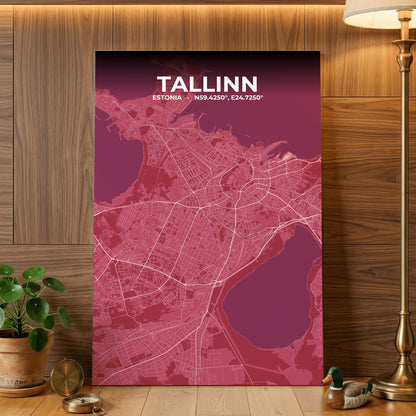 Tallinn Scarlet Map Poster