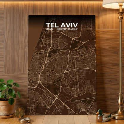 Tel Aviv Plum Map Poster