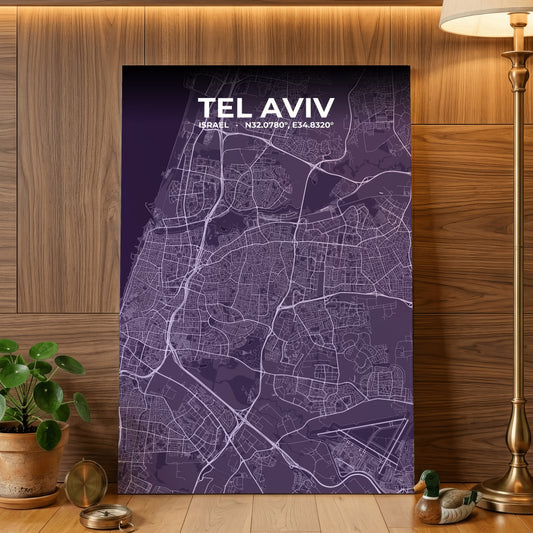 Tel Aviv Dusk Map Poster