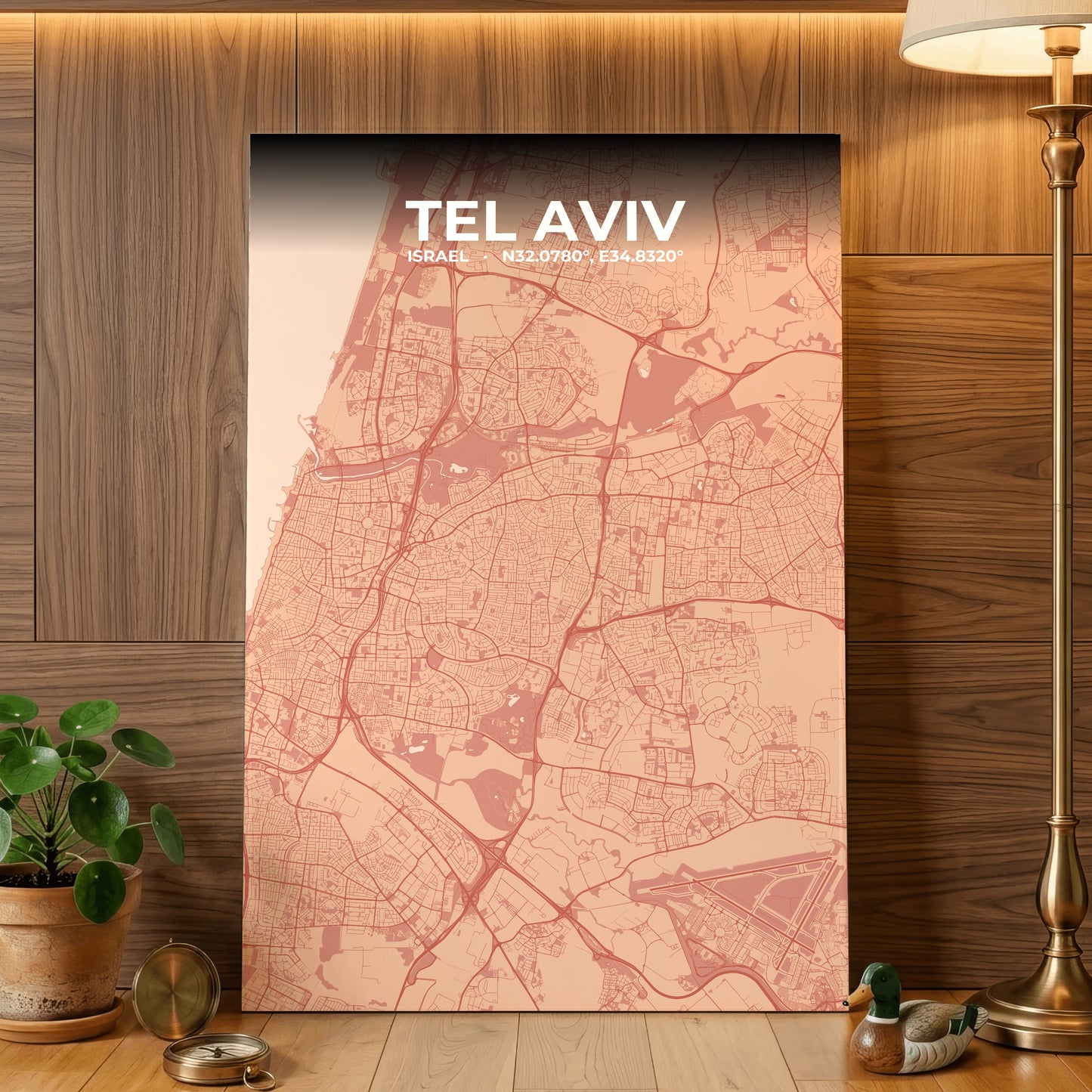 Tel Aviv Blush Map Poster