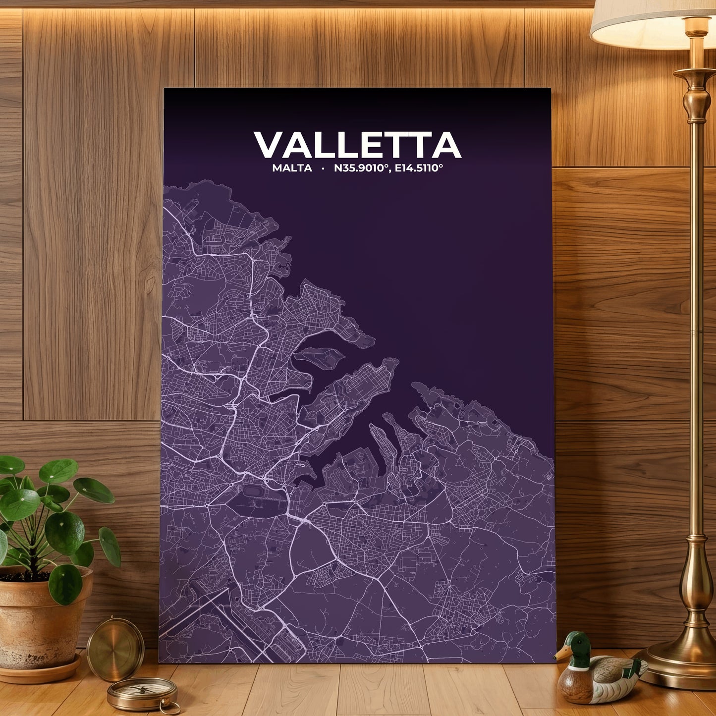 Valletta Dusk Map Poster