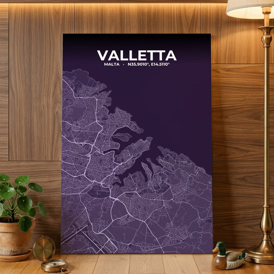 Valletta Dusk Map Poster