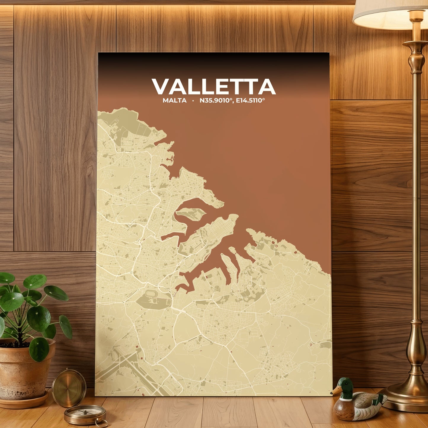Valletta Ember Map Poster