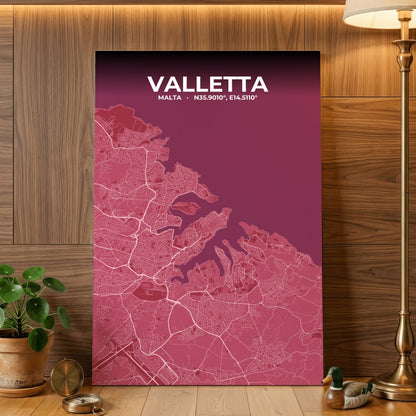 Valletta Scarlet Map Poster