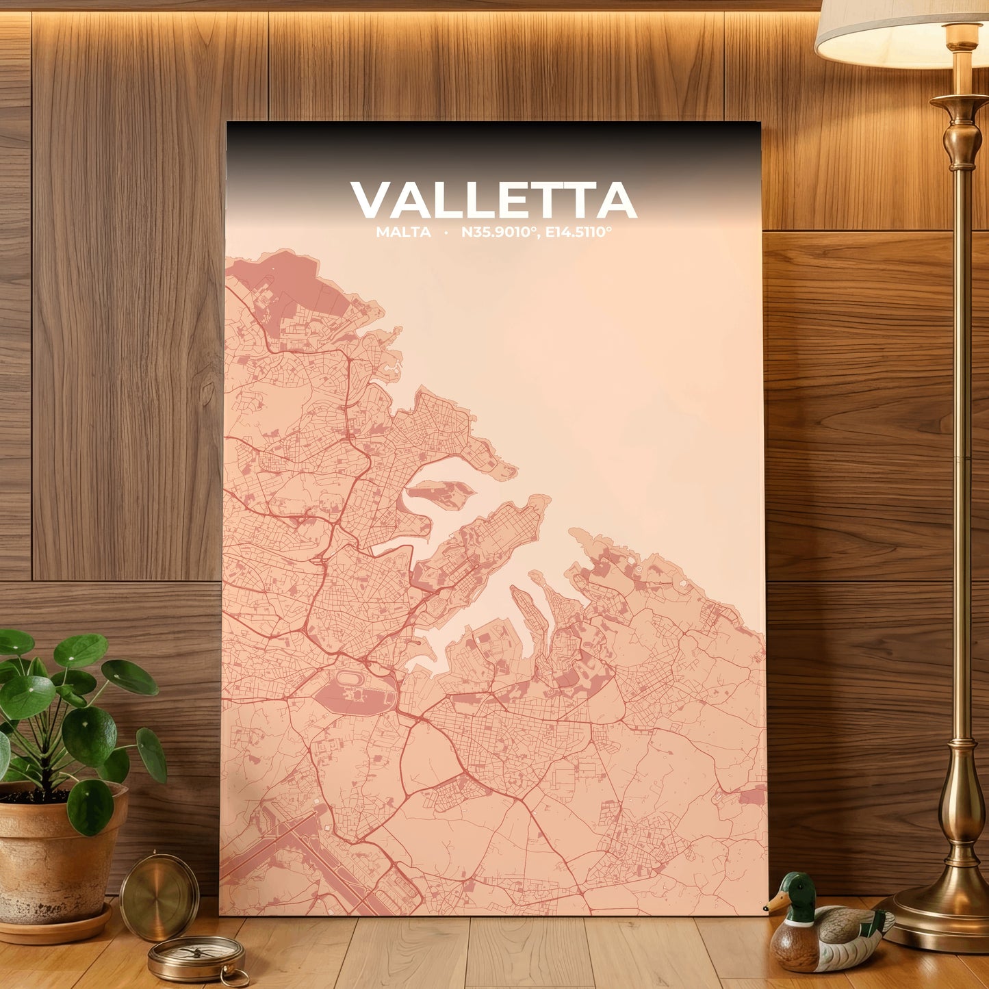 Valletta Blush Map Poster