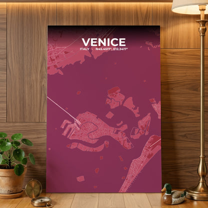 Venice Scarlet Map Poster