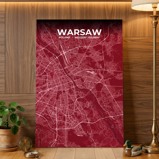 Warsaw Garnet Map Poster